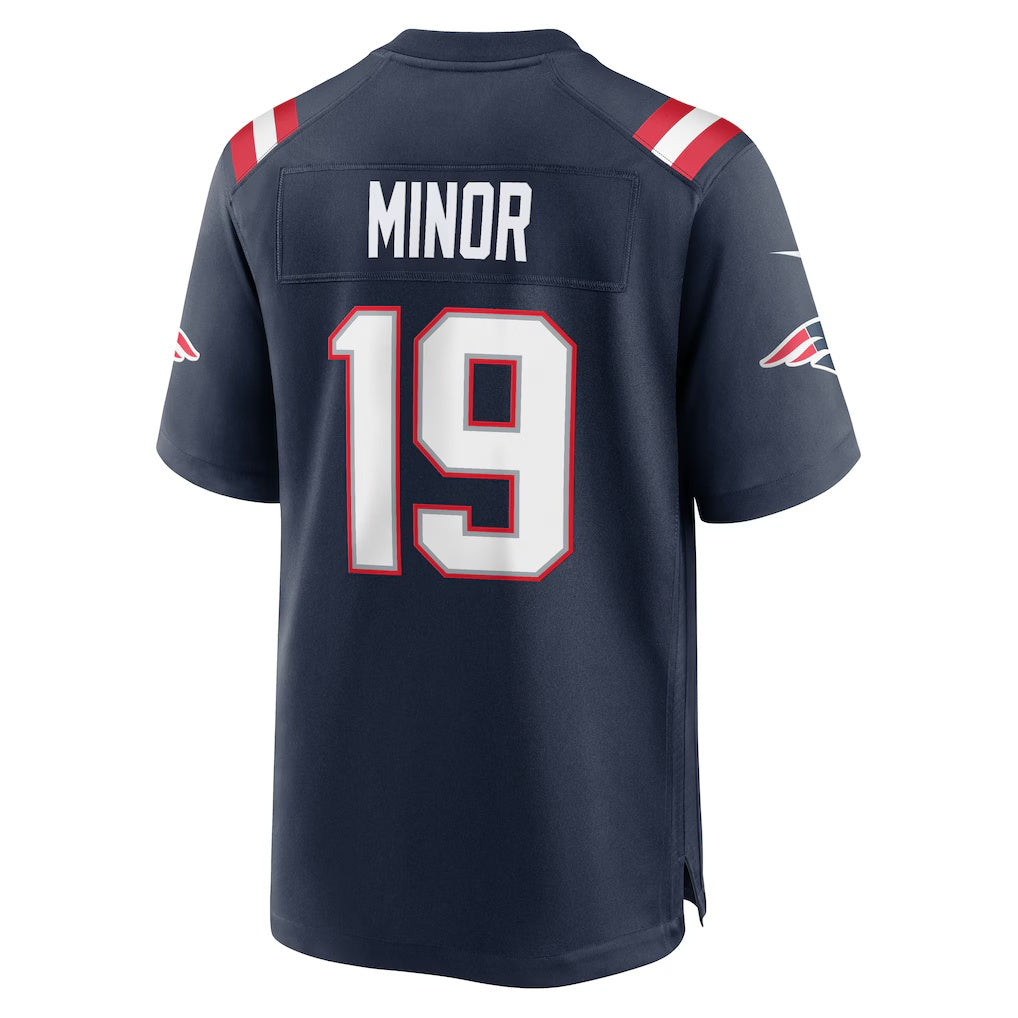 NE.Patriots #19 Kobee Minor Navy Team Game Jersey PARK