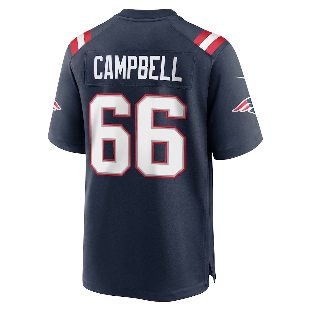 NE.Patriots #66 Will Campbell Navy Team Game Jersey PARK