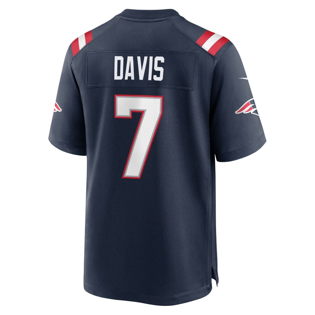 NE.Patriots #7 Carlton Davis Navy Team Game Jersey PARK